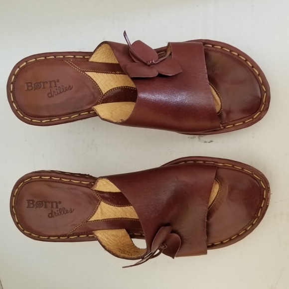 Born Drilles Wedge Sandals Brown 9M W8895 - Picture 8 of 8